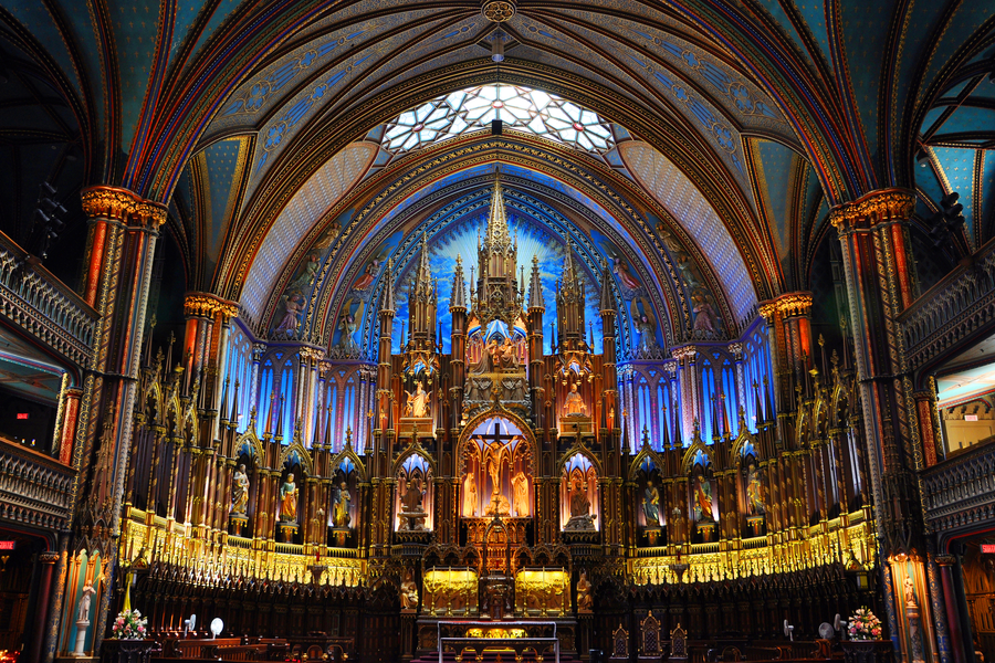 Interieur van de kathedraal van Notre Dame de Montreal