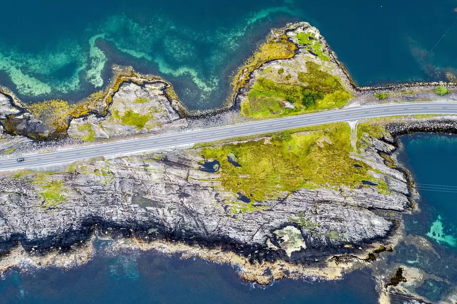 Bovenaanzicht van de Atlantische weg