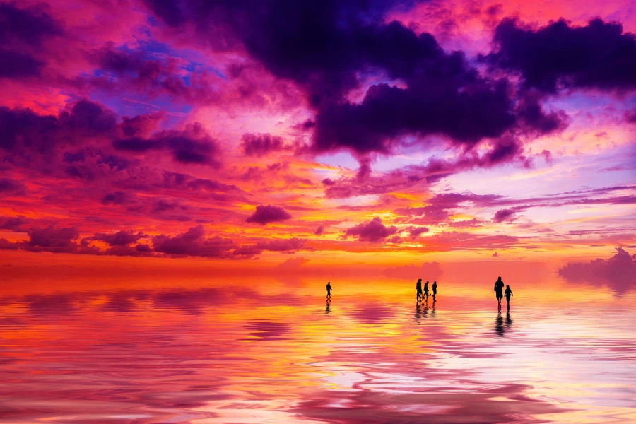 Coucher de soleil sur la plage