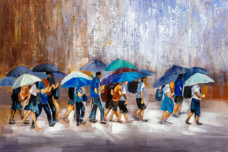 People in the rain