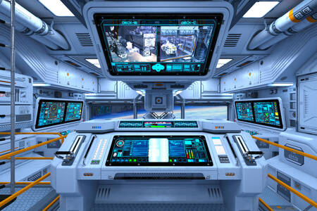Interior da cabine da nave espacial