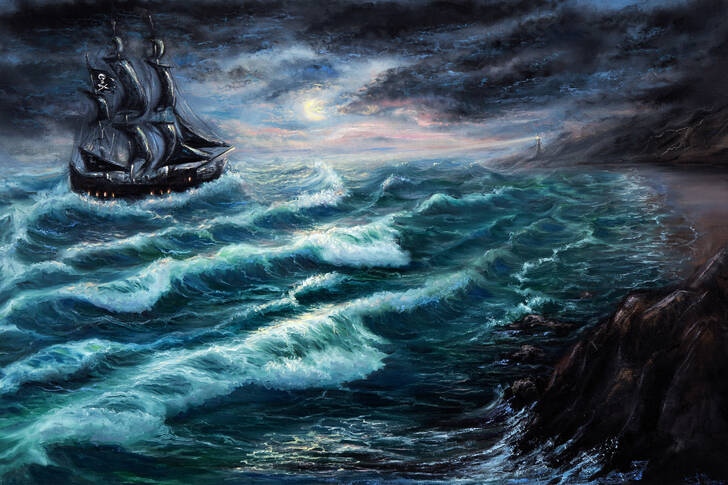 Fartyg i ett stormigt hav