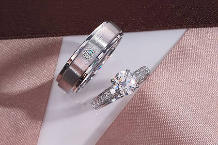 Two wedding rings with diamonds