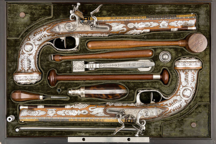 Antique flintlock pistols