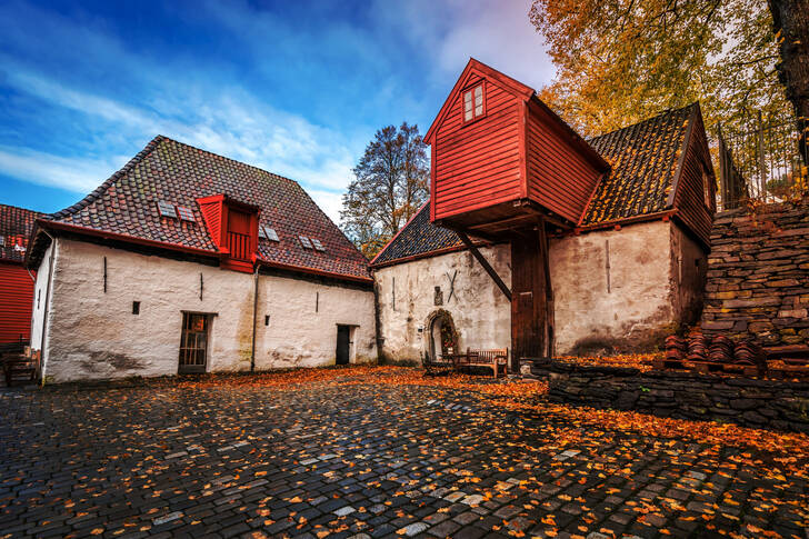 Historické budovy v meste Bergen