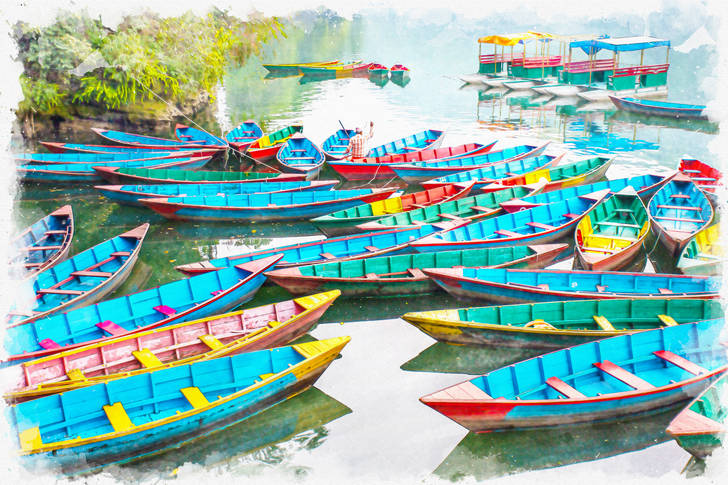 Kleurrijke boten op het meer
