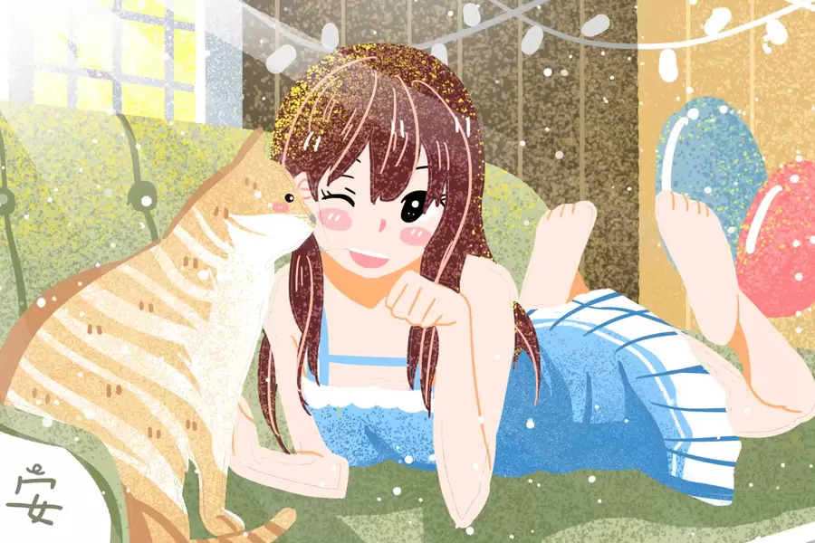고양이와 함께하는 소녀