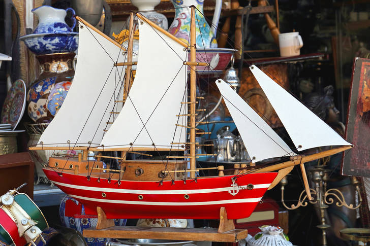 Old wooden sailboat model