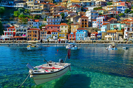 Parga town view from the sea