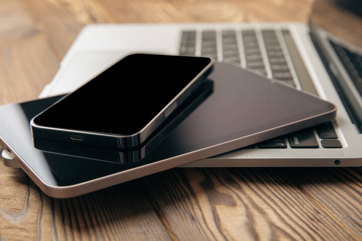 Laptop, smartphone and tablet