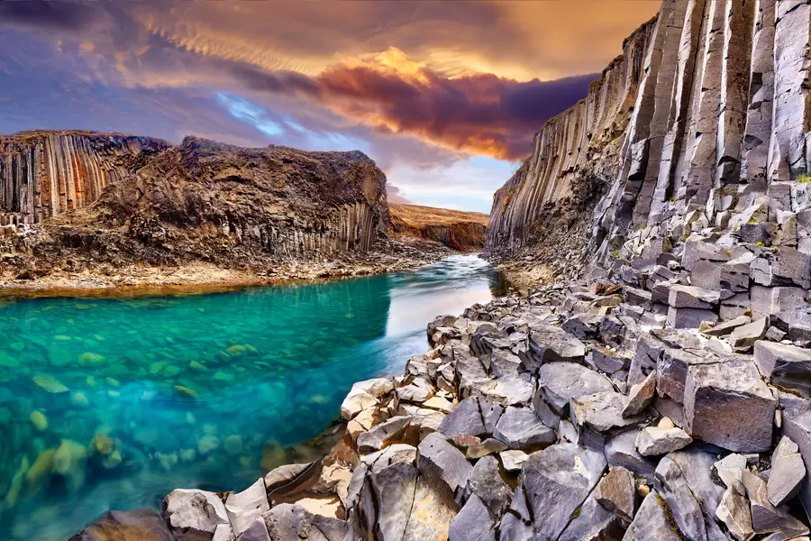Basalt Studlagil Canyon