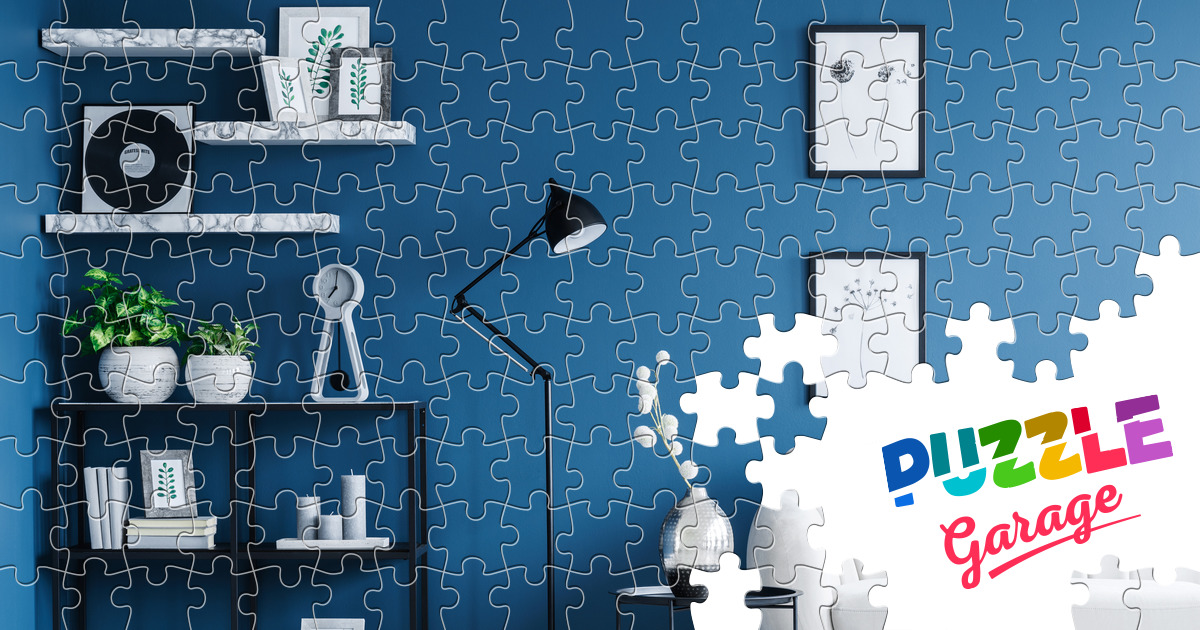 Interior in white and blue tones Jigsaw Puzzle (Home, Interiors