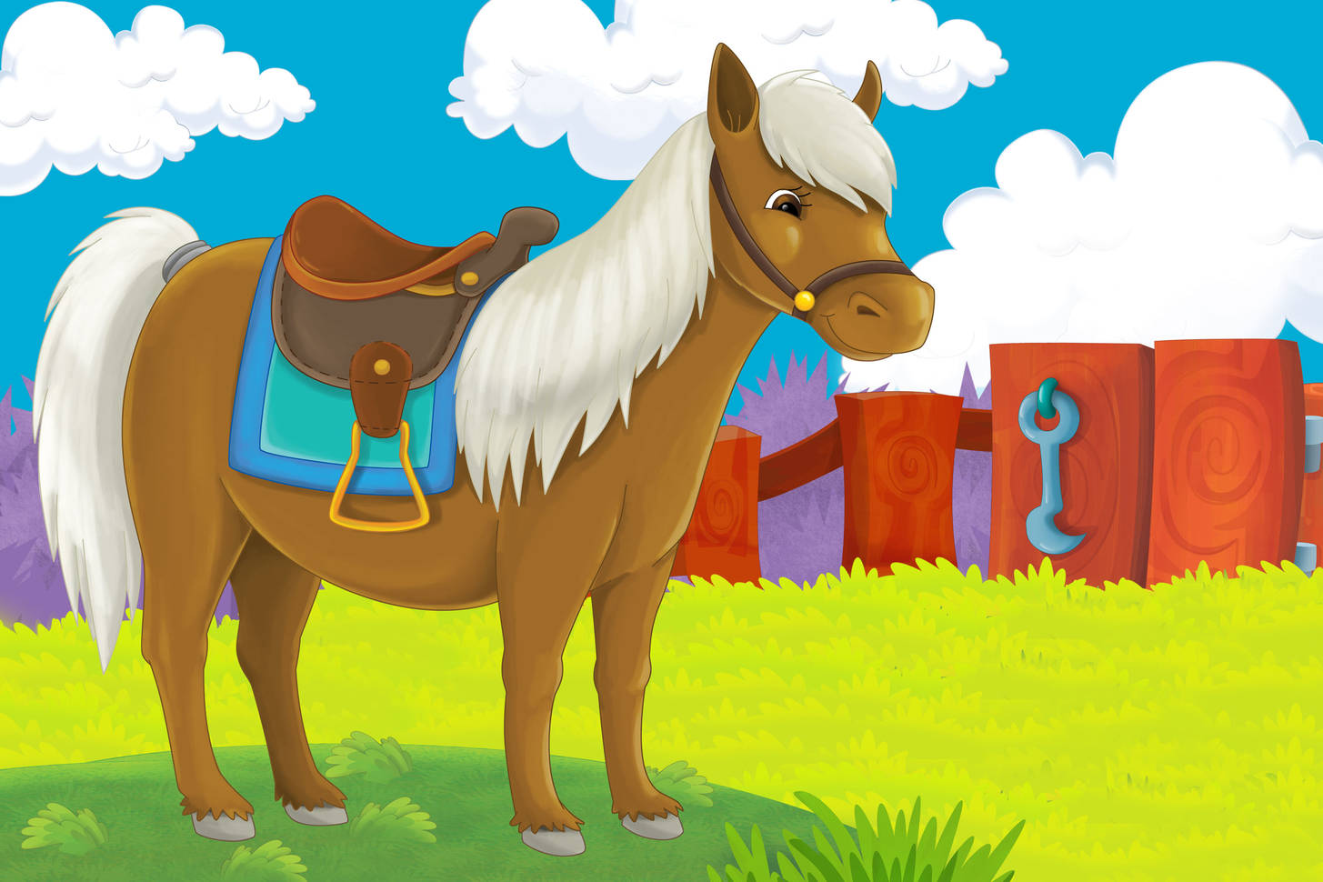 Horse in the paddock Jigsaw Puzzle (For children, Cartoon Illustrations ...