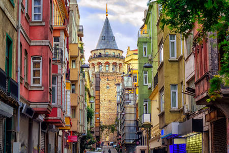 View of the tower in the old part of Istanbul