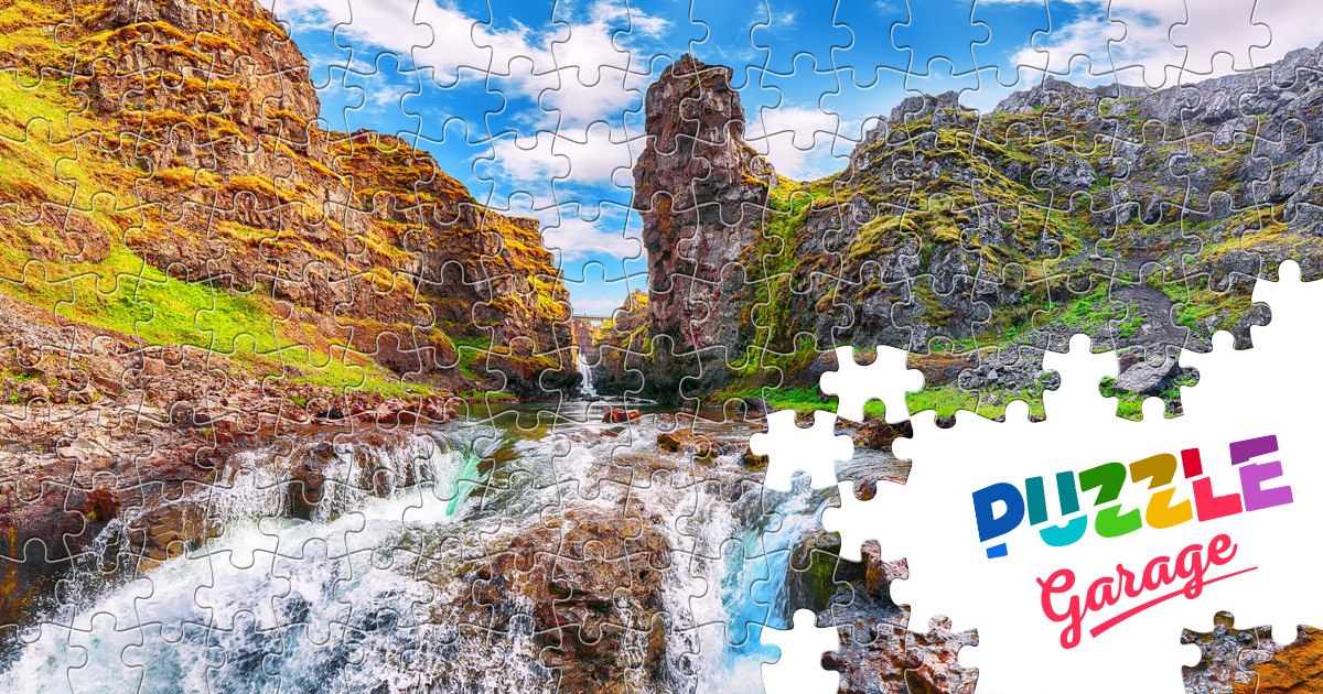 Koluglufur Canyon and Kolufosar Waterfall Jigsaw Puzzle (Countries ...