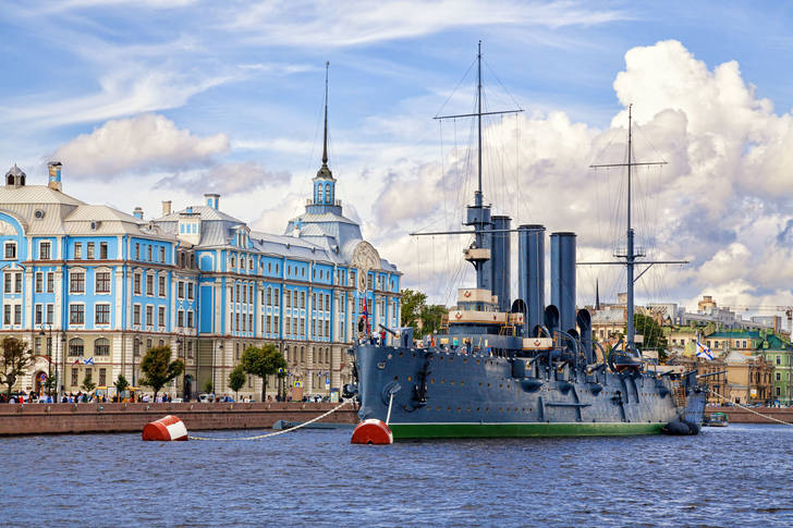 The cruiser "Aurora" in St. Petersburg