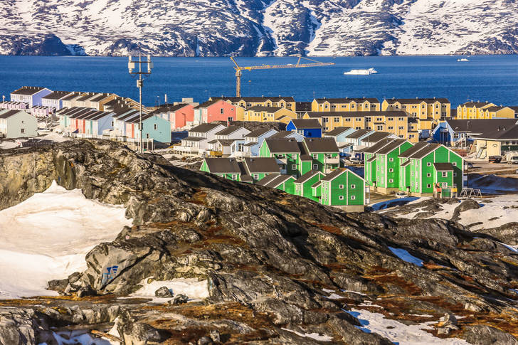 Nuuk town with colorful houses