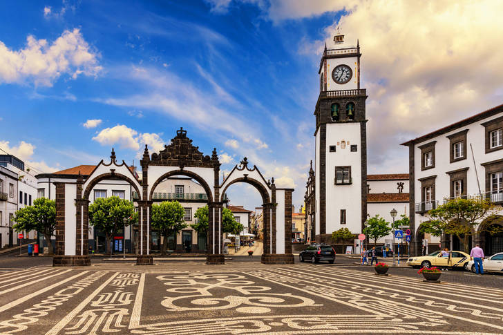 Ponta Delgada City Gate and San Sebastian Church