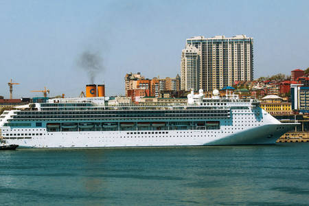 Cruise ship in the port of Vladivostok