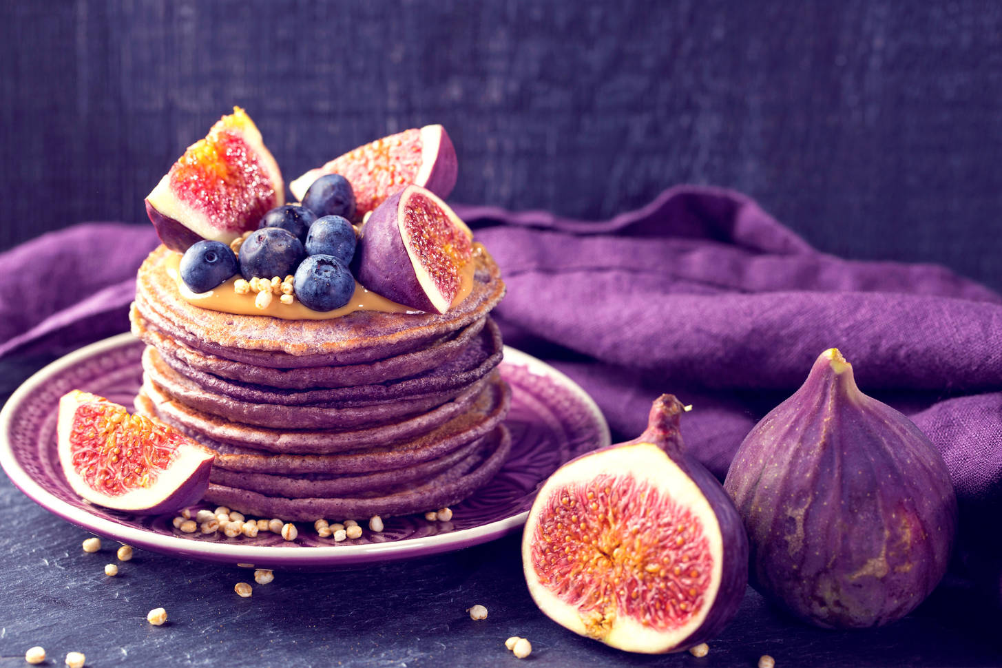 Fritters with figs and blueberries Jigsaw Puzzle (Home, Food) Puzzle