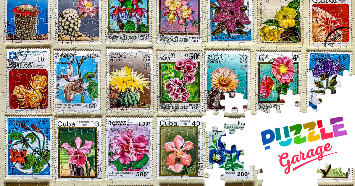 Postage stamps with flowers Jigsaw Puzzle (Other, Collecting) Puzzle