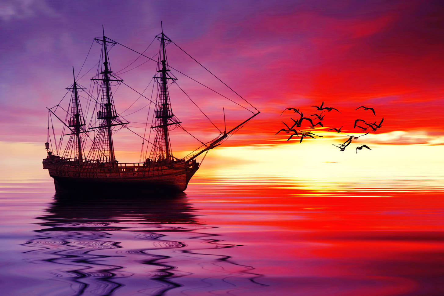 Sailboat at sunset Jigsaw Puzzle (Technics, Ships) | Puzzle Garage